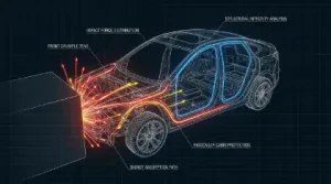 Car chassis crash test visualization