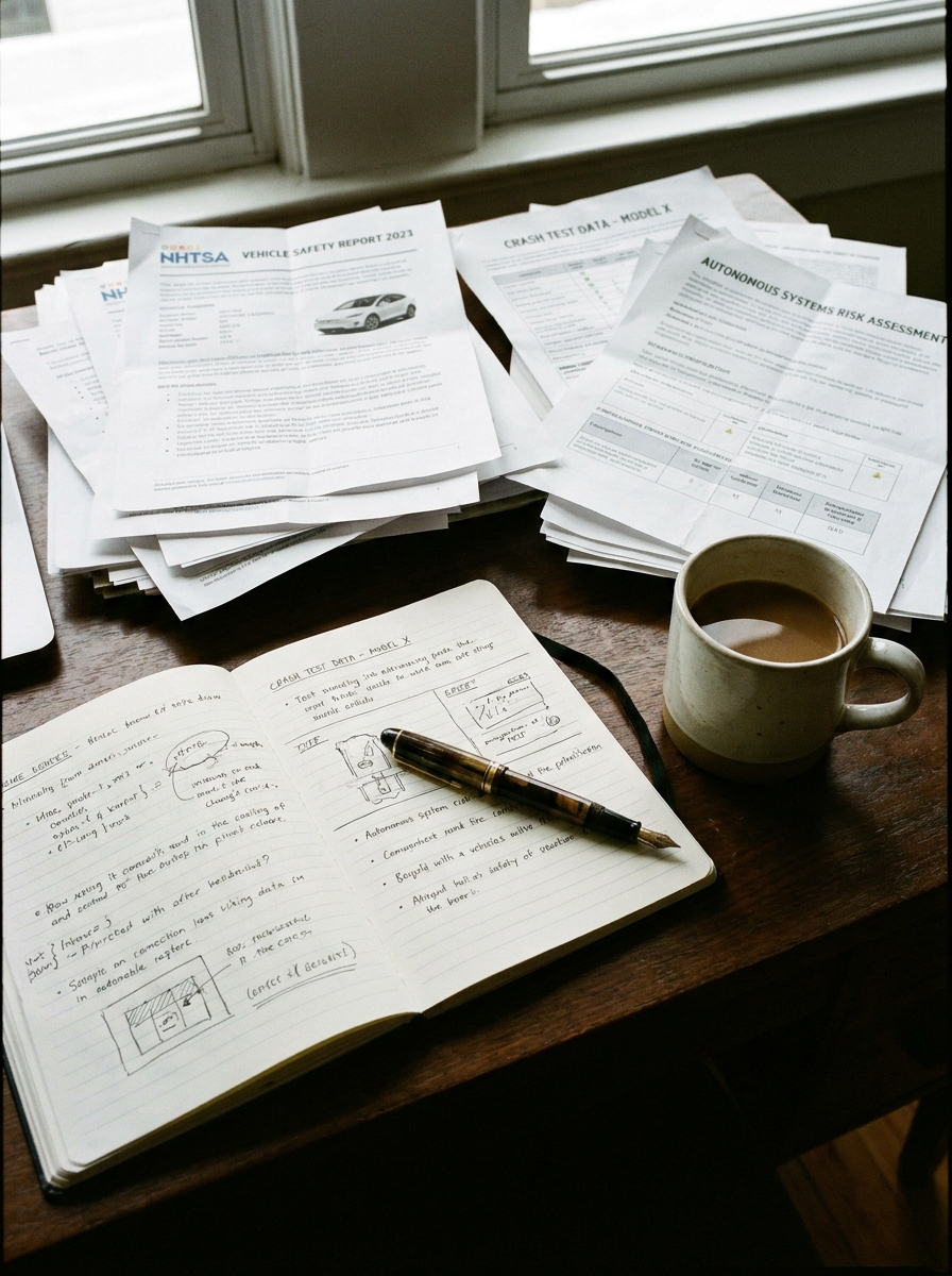Notebook and coffee on desk